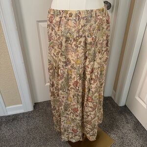 ba&sh Boho Floral Maxi Skirt Metallic Thread Tiered Women’s Size S